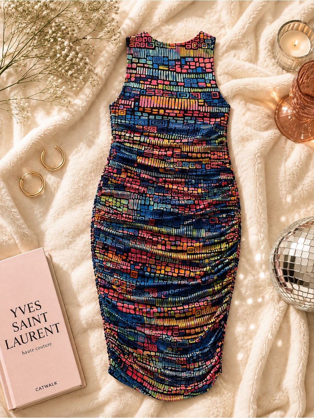 Vibrant Geo-Print Maxi Skirt in Multicolor